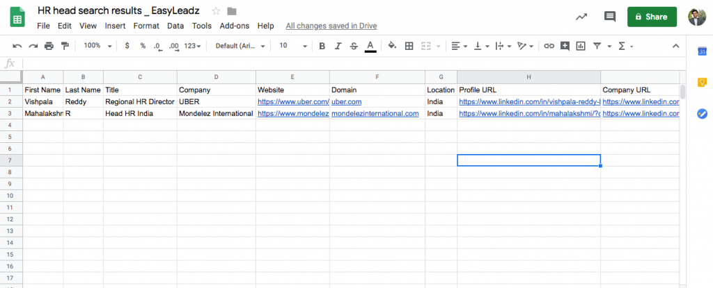 HR contacts database - EasyLeadz